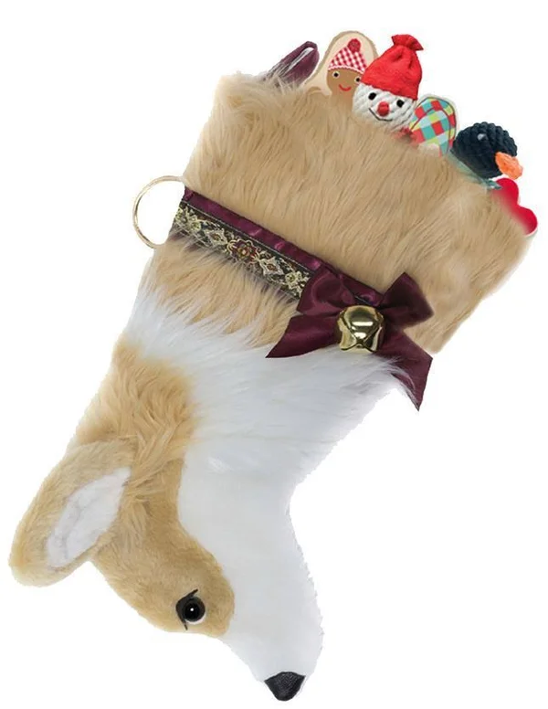 Christmas Corgi Stocking Fabric Dog Puppy Best Friend Hh54 - Blue
