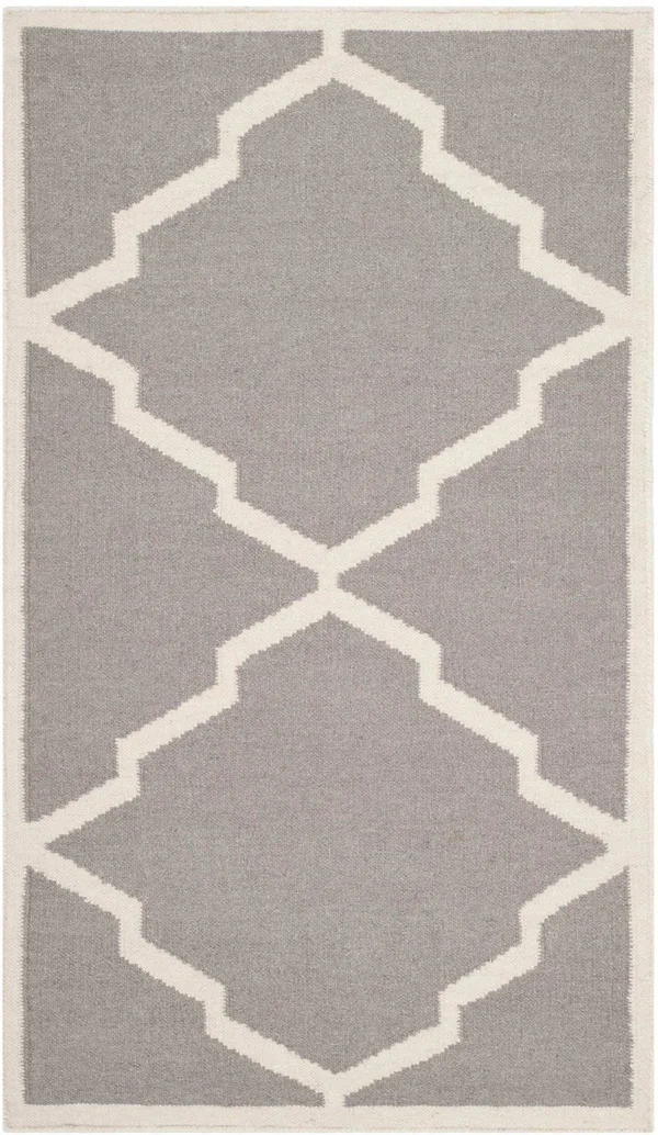 Safavieh 9& x 12& Dhurries DHU567A Grey - Ivory Rug