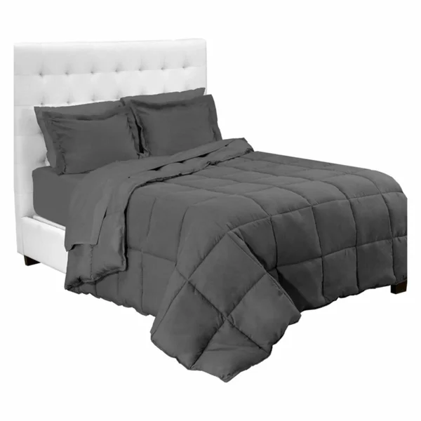 Bare Home Bed-in-a-Bag Down Alternative Comforter & Sheet Set - Comforter Set: Grey, Sheet Set: Grey - California King