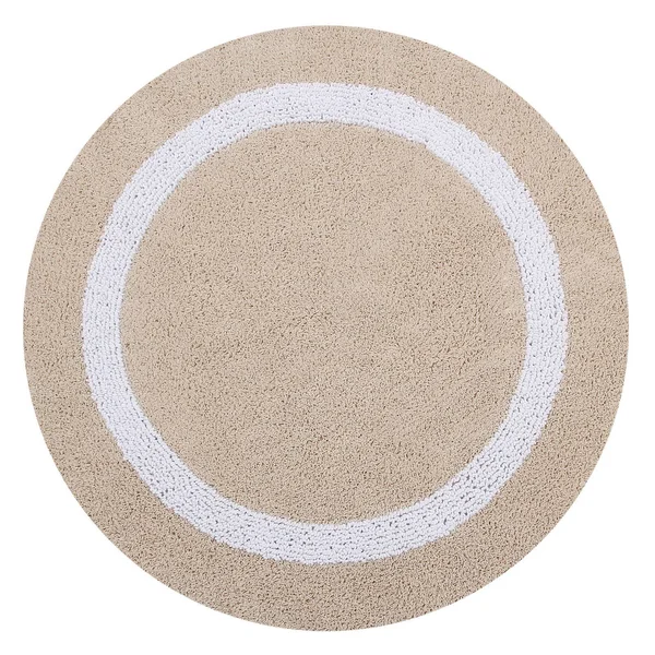 Better Trends Hotel Collection 17x22 x 24x22 Bath Rug, Sand/White