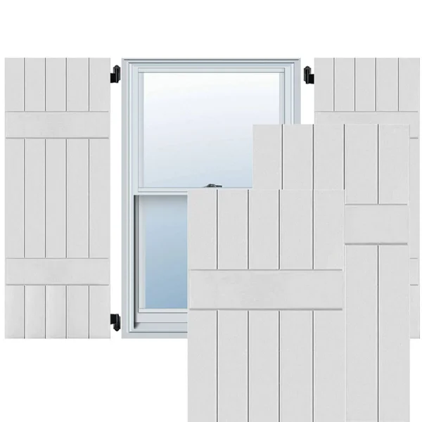 Noralco Industries, Inc. RWB18X073PRP 18x22W x 73x22H Exterior Five Board (2 Batten) Real Wood Pine Board-n-Batten Shutters (Per