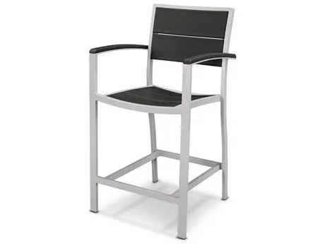 Trex Outdoor Furniture Surf City Counter Arm Chair - Textured Silver - Classic White