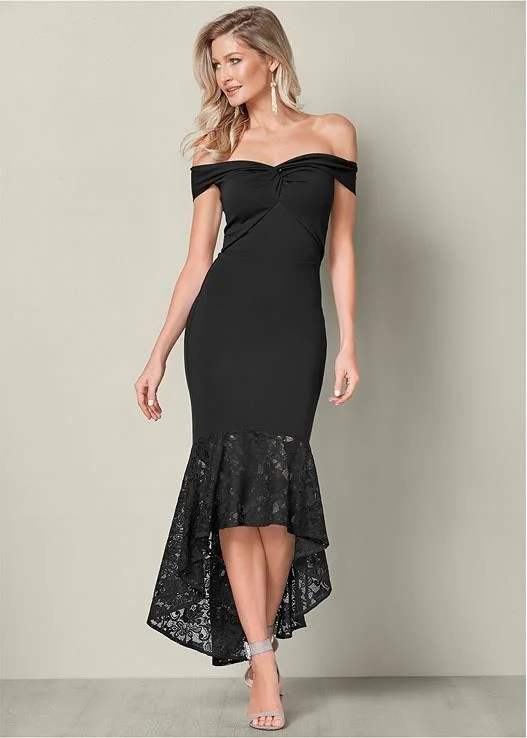 Women's Lace Detail Dress - Black - Size M by Venus