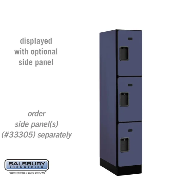Salsbury Industries Designer Wood Locker - Triple Tier - 1 Wide - 5 Feet High - 21 Inches Deep - Blue