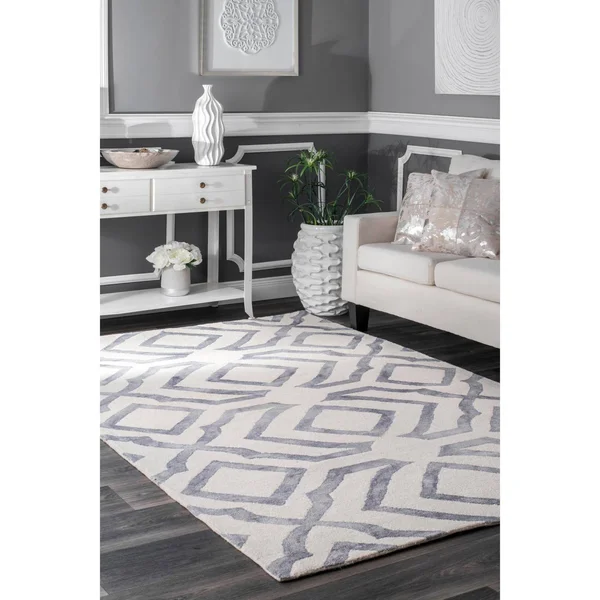 nuLOOM 100% Wool Hand Looped Baggett Area Rug Gray 8& 6x22 x 11& 6x22