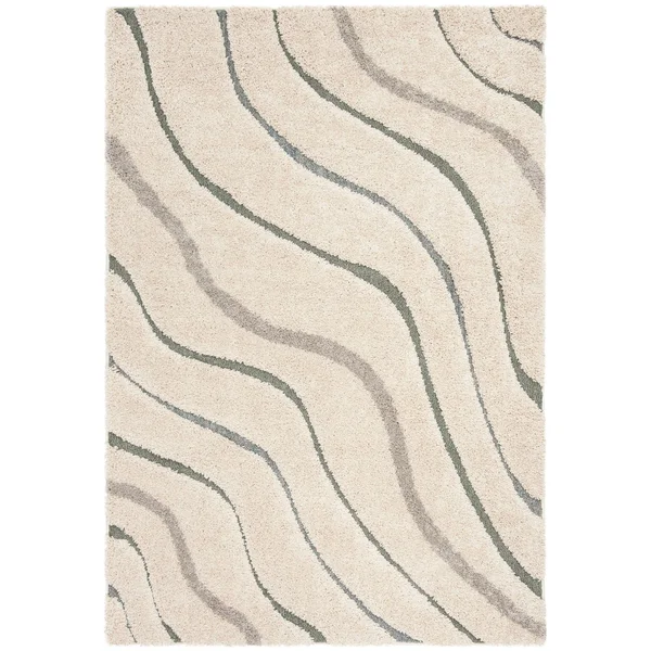 Safavieh Florida Shag SG472-1165 Cream - Blue Rug 2&3x22 x 7& Runner