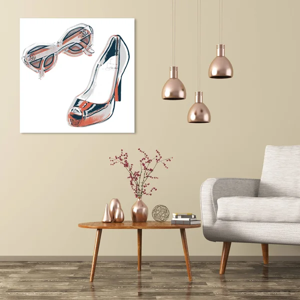 Runway Avenue Fashion and Glam Wall Art Canvas Prints &All She Needs& Accessories - Gray, White, Size: 30 x 30