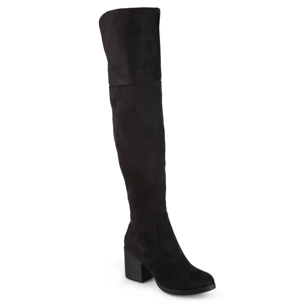 Journee Collection &Sana& Women's Faux Suede Regular and Wide Calf Tall Round Toe Boots, Size: 10 Medium Width/Medium Calf, Blac