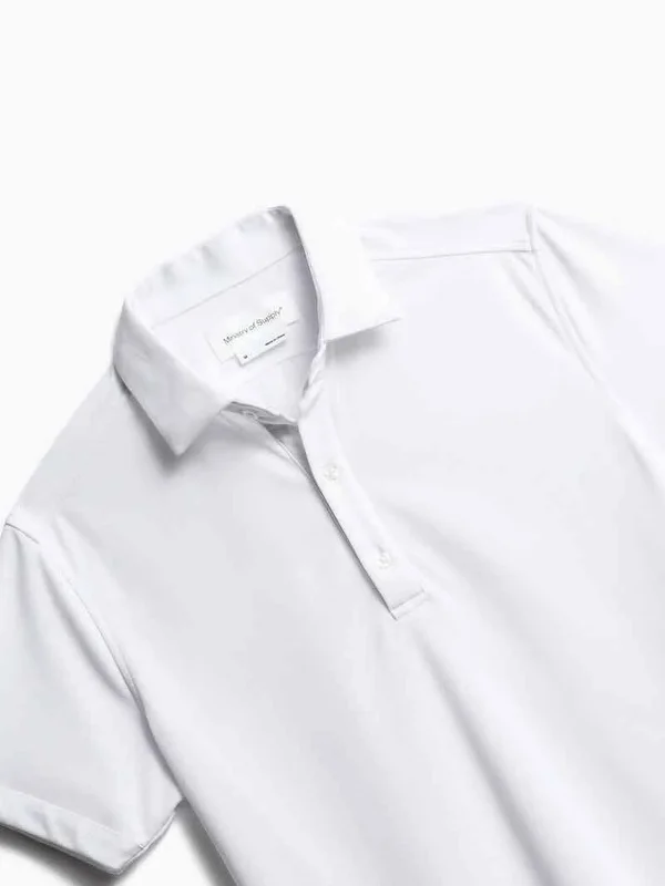 Ministry of Supply White M&s Apollo Performance Short Sleeve Polo - US Medium