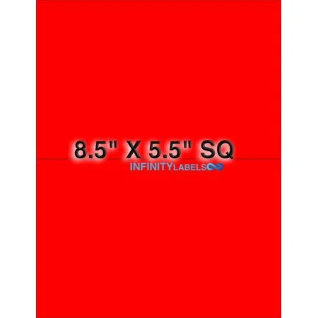 Infinity Labels Fluorescent Red Paper [100 sheets] 8.5 x 5.5 Laser Sheets. 2 Labels per Sheet
