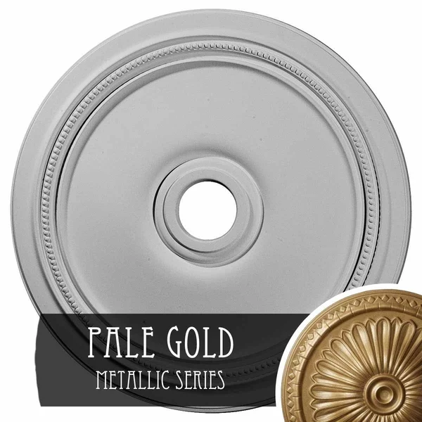 24x22OD x 3 5/8x22ID x 1 1/4x22P Diane Ceiling Medallion (Fits Canopies Up to 6 1/4x22), Hand-Painted Pale Gold