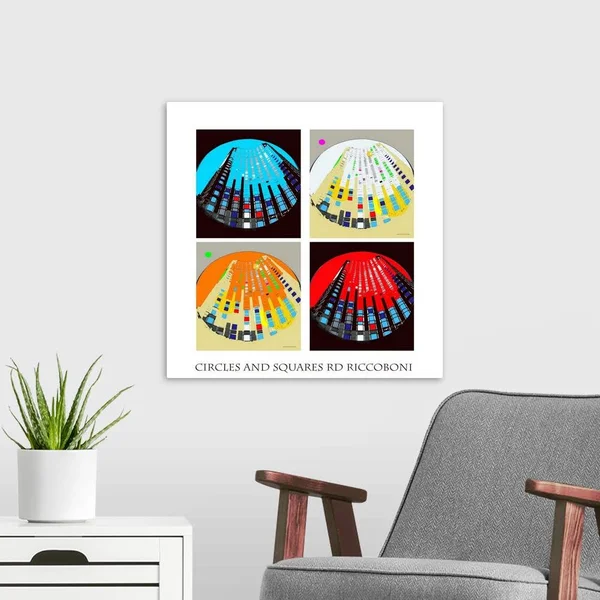 Circles and Squares Abstract - Large Solid-Faced Canvas Wall Art Print, Great Big Canvas