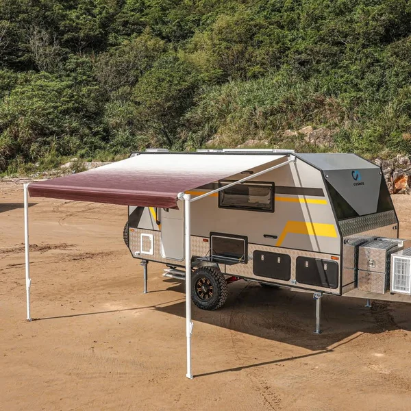 Aleko 12&x8& Retractable RV/Patio Awning, Burgundy Fade Color, Red