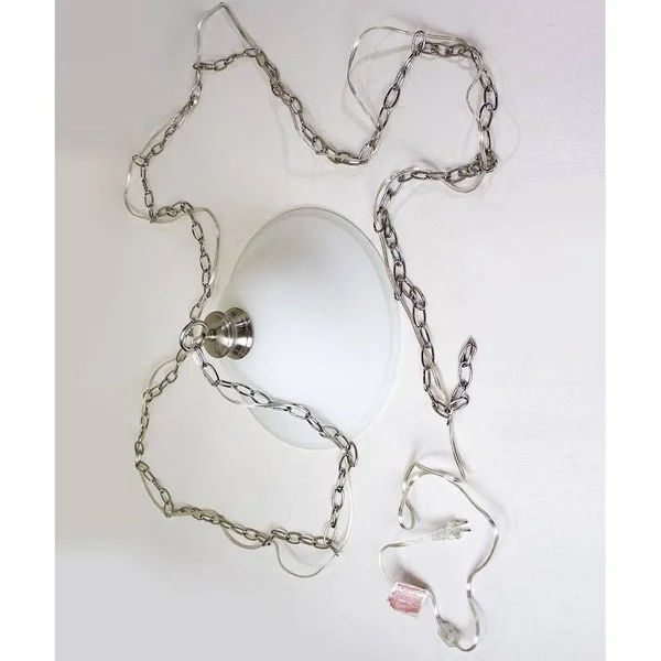 Glass Shade Swag Lamp Brushed Nickel