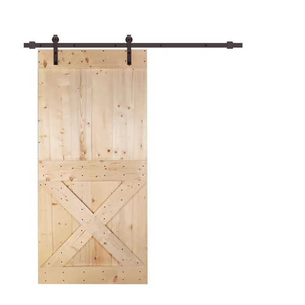CALHOME Mini x 42 in. x 84 in. Unfinished Knotty Pine Wood Interior Sliding Barn Door with Hardware Kit
