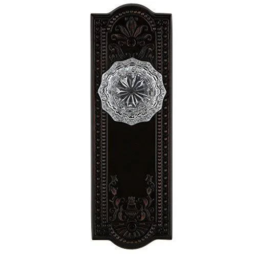 Nostalgic Warehouse 700839 Meadows Plate Double Dummy Crystal Glass Door Knob - Timeless Bronze