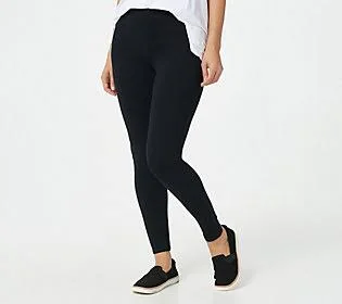 Denim & Co. Active Tall Duo Stretch PrintedLeggings - Size Large, Black