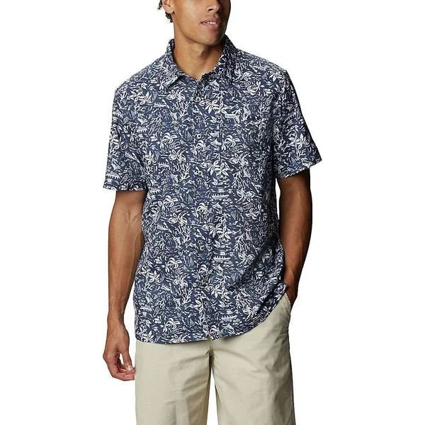 Columbia Men's Super Slack Tide Camp Shirt - XXL - Collegiate Navy Kona Print