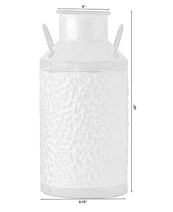 Vintiquewise Rustic Farmhouse Style Galvanized Metal Milk Can Decoration Planter and Vase - Large