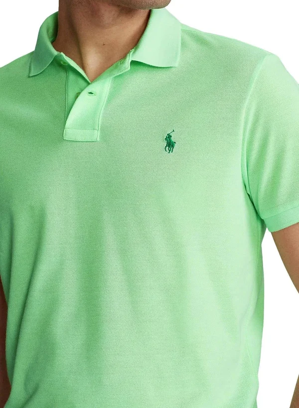 Polo Ralph Lauren Mens Cruise Lime Logo-embroidered Slim-Fit Recycled-polyester Polo Shirt L