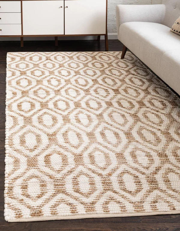 Unique Loom 3153289 4 x 6 ft. Chindi Jute Rectangle Rug White