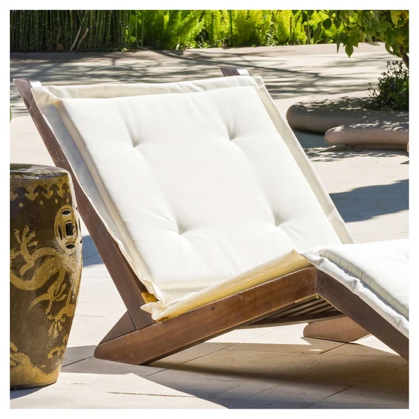 Sonora Wood Patio Folding Lounger with Cushion Cream Cushion Christopher