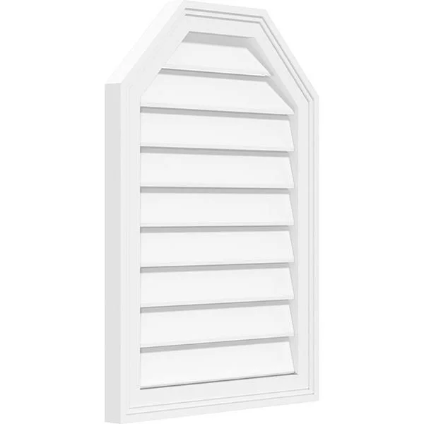 Ekena Millwork GVPOT14X2802SF 14x22W x 28x22H Octagonal Top Surface Mount PVC Gable Vent: Functional, w/ 2x22W x 1-1/2x22P Brick