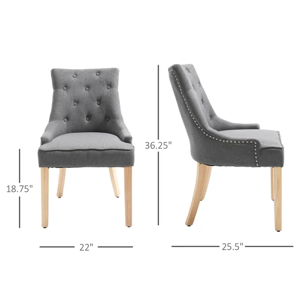 Homcom 2 Piece Fabric Dining Chairs Set Leisure Padded Accent