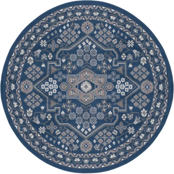 Alise Rugs Hamilton Traditional Oriental Runner Rug - 7&10 x 7&10 - Navy