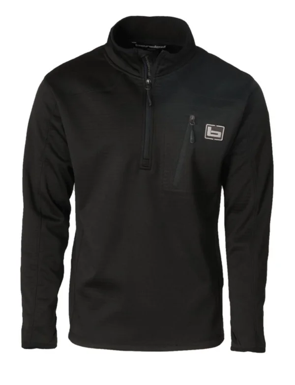 Banded Mid-Layer 1/4 Zip Fleece Pullover - Size M - Black