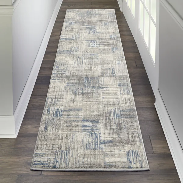 Nourison Solace SLA03 Area Rug - Ivory/Grey/Blue, 5&3x22 x 7&3x22