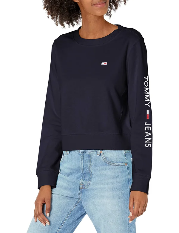 Tommy Hilfiger Women's Logo Sleeve Top Sky Captain - Xxs