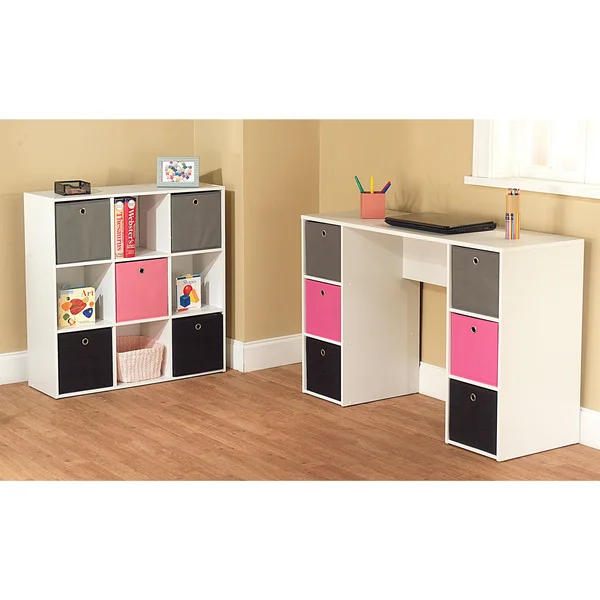 Target Marketing Systems Utility Collection Contemporary Bin Bookcase with Five Storage Bins and Four Cubbies - Designed for