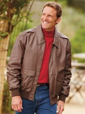 Blair Men's Aviator Leather Jacket - Cognac Brown L Regular