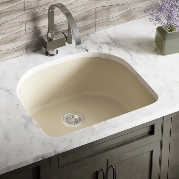 Mr Direct 824 Beige D-Bowl TruGranite Kitchen Sink