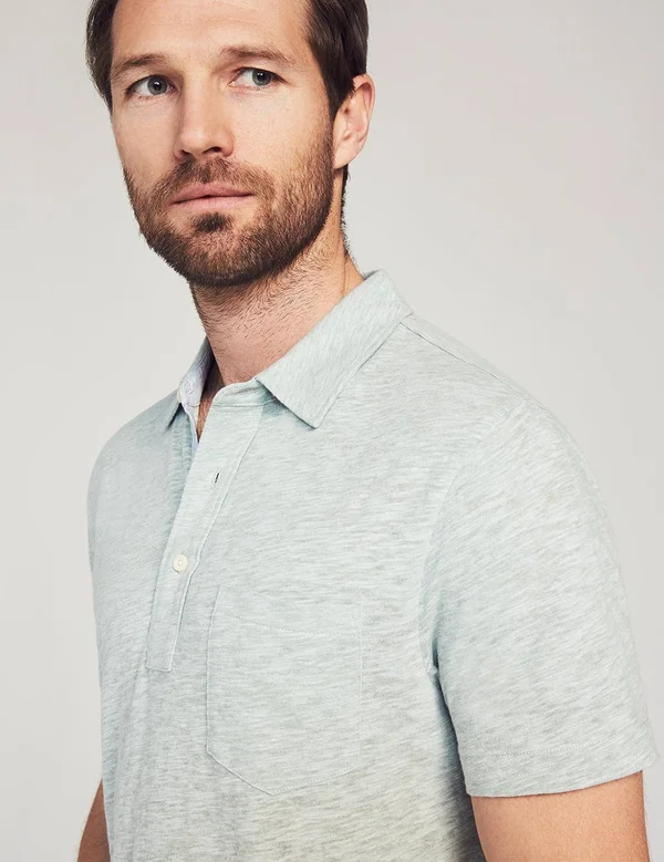 Faherty Men's Short-Sleeve Heather Polo - Pedlow Green L