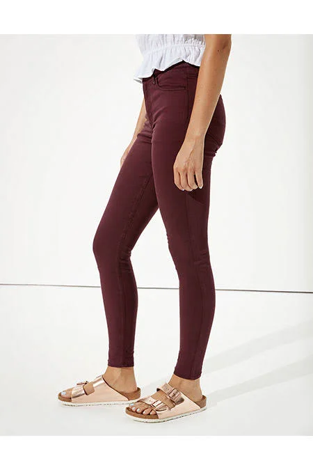 Ae High-Waisted Jegging Women's Burgundy 2 Short