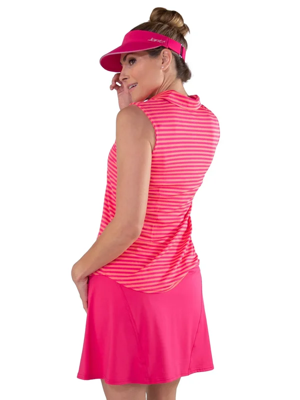 Jofit Women's Sunset Stripe Sleeveless Golf Polo Orange/Pink S