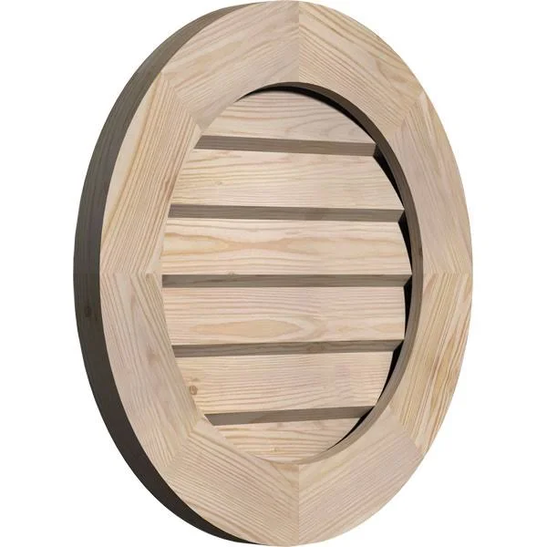 Ekena Millwork GVWRO22X2202SDUPI 22x22W x 22x22H Round Gable Vent (27x22W x 27x22H Frame Size): Unfinished - Non-Functional, Smoo