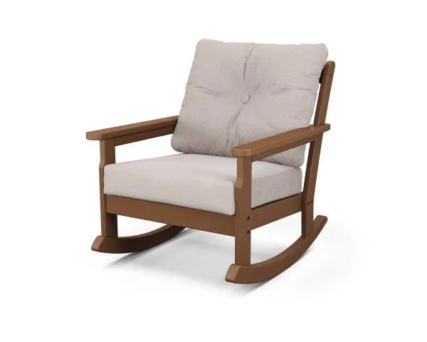 POLYWOOD Vineyard Deep Seating Rocking Chair - White Marine Indigo