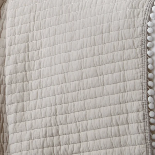 Levtex Home Taupe Pom-Pom Cotton Reversible Quilt King