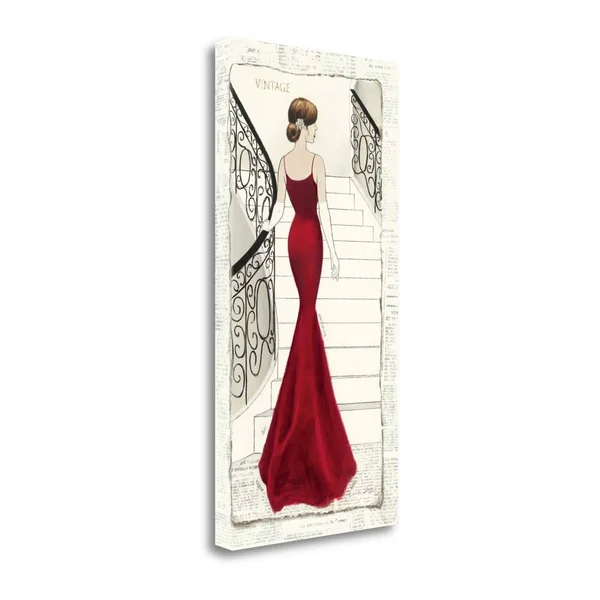 Tangletown Fine Art La Belle Rouge by Emily Adams - Fine Art Giclee Print on Wrap Canvas, 17x34x22