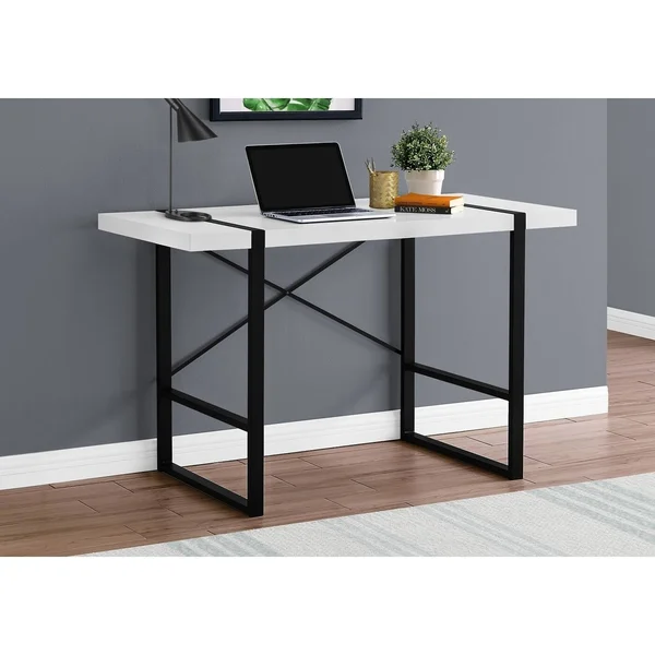 Monarch Specialties White Black Metal 48 inch Computer Desk