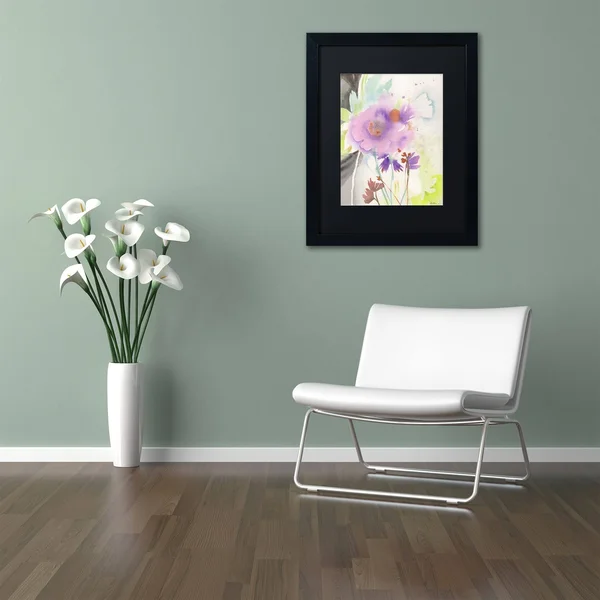 Trademark Fine Art Purple Poppies Canvas Art by Sheila Golden, Black Matte, Black Frame