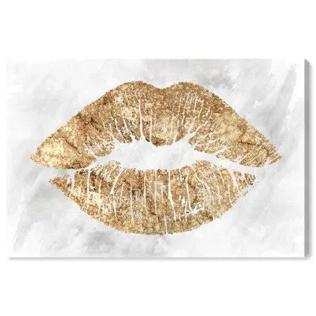 Oliver Gal &Solid Kiss Rock& Fashion and Glam Wall Art Canvas Print - Gold - White (54 x 36)
