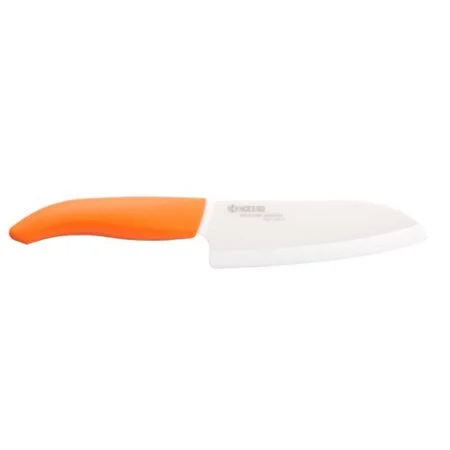 Kyocera Advanced Ceramic Revolution Series 5-1/2-Inch Santoku Knife - Orange Handle, White Blade