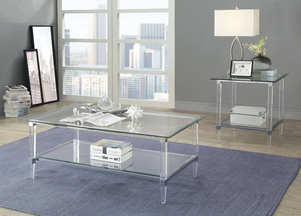 Acme Polyanthus End Table - Clear Acrylic, Chrome & Clear Glass