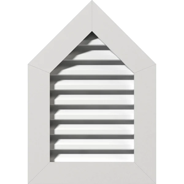 14 inchw x 24 inchh Peaked Top Gable Vent (19 inchw x 29 3/4 inchh Frame Size) 14/12 Pitch: Functional - PVC Gable Vent w/ 1 inch