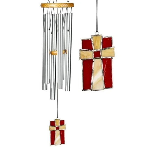 Woodstock Chimes Amazing Grace Stained Glass Windchime - Silver