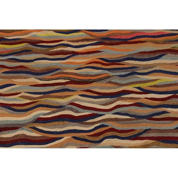 Geometric Kilim Brock Red Blue Hand Woven Area Rugs 5x7